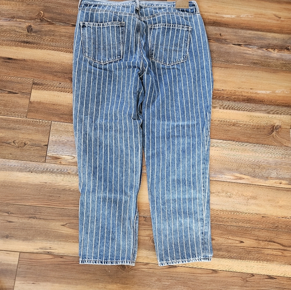 America Eagle Blue Striped Mom Jeans Size 16 - Picture 11 of 12
